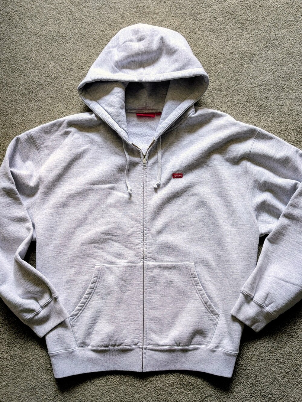 Pre-Loved Supreme Small Box Logo Heather Grey Heavy weight Hoodie XL